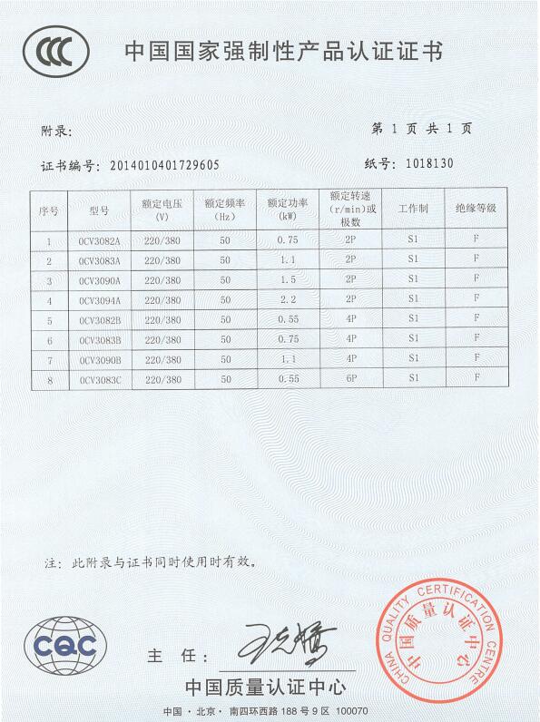 中國國家強制性產品認證證書